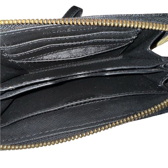 Michael Kors Print Black Wallet With Gold Accents - Picture 3 of 3